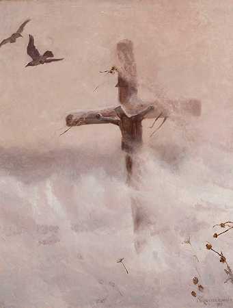Jozef Chelmonski的《雪堆中的十字架》