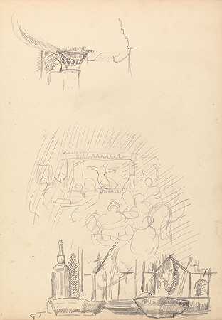 斯宾塞·弗雷德里克·戈尔的《金牛洞舞台和酒吧草图》
