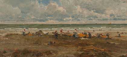 Filippo Carcano的《海滩上的渔民》