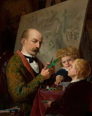 “艺术家与孩子的自画像”，阿德里安·博基（Adrian Głębocki）