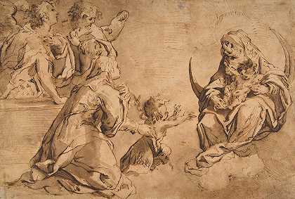 弗朗西斯科·斯特林加的《圣母与圣约翰、圣安妮和两个天使的崇拜》