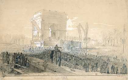 “1848年4月21日，在凯旋门上分发旗帜——约瑟夫·布罗哈特