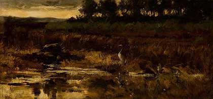 弗雷德里克·斯图亚特·丘奇的《沼泽风景与白鹭》