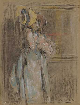 “安托万·卡尔贝（Antoine Calbet）在镜子中映出的一位年轻女子.jpg