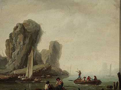 Jean-Baptiste Pillement的《渔船海景》