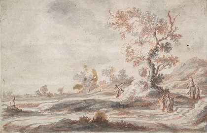亚伯拉罕·热内尔斯二世的《古树与人物风景》