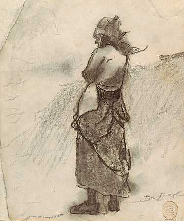 温斯洛·霍默的《望着大海的女人，Cullercoats，英格兰》