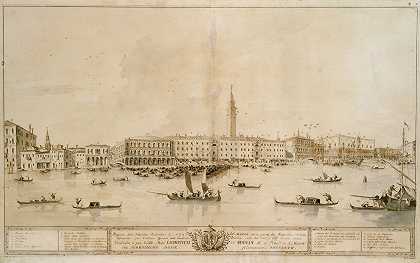 “从圣马可教堂俯瞰威尼斯全景，包括弗朗西斯科·瓜尔迪（Francesco Guardi）拟建的马宁剧院项目