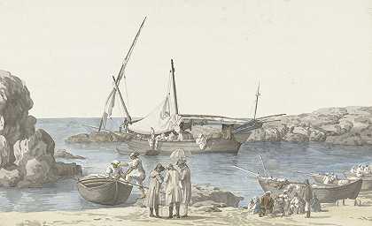 亚伯拉罕·路易斯·鲁道夫·杜克罗斯的《塔兰托和罗戈·维沃港的景色》