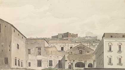 亚伯拉罕·路易·鲁道夫·杜克罗斯（Abraham Louis Rodolphe Ducros）从恰加（Chiaja）俯瞰圣艾尔莫城堡（Castel Sant’Elmo）和修道院