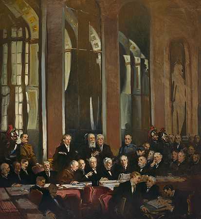 约翰·克里斯滕·约翰森于1919年签署凡尔赛条约