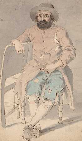 路易·菲利普·博伊塔德（Louis Philippe Boitard）的《衣衫褴褛的男子右臂坐在另一张椅子上》