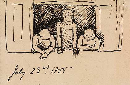 本杰明·罗伯特·海登《倚在窗台上的三个人物研究》