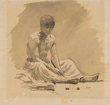 拉迪斯拉夫·梅德尼安斯基的《半裸坐着的男人》