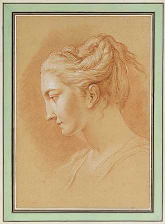 Jacques Philippe Joseph de Saint Quentin的《从侧面看左边的年轻女人的头像》
