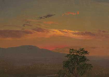 弗雷德里克·埃德温·丘奇著《日落时的风景，纽约州哈德逊》