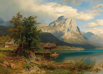 August Wilhelm Leu的《与Backenstein一起欣赏格兰德西湖》