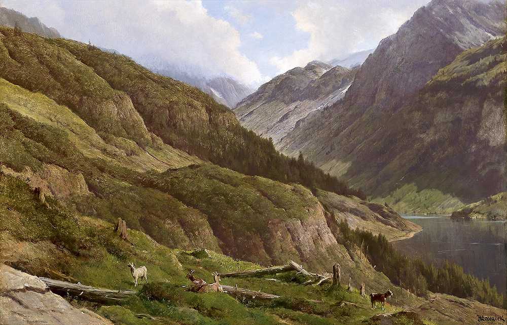 安东·拉瓦切克（Anton Hlavacek）的《放牧山羊的山地风景》