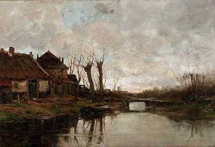 查尔斯·保罗·格鲁佩《荷兰运河上的多云天》