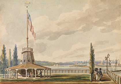 帕维尔·彼得罗维奇·斯维宁（Pavel Petrovich Svinin）的《旅行者》（The Traveler's First View of New York）《炮台与旗杆》（The Battery and Flagstaff）