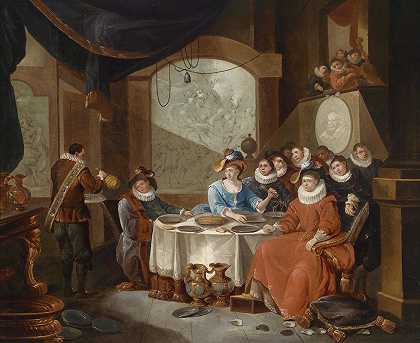 Frans Xaver Hendrick Verbeeck在节日晚宴上的优雅陪伴