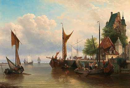 埃利亚斯·彼得·范·博梅尔《港口里的帆船》
