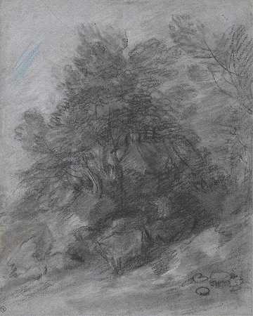 托马斯·盖恩斯伯勒（Thomas Gainsborough）的《牧民、奶牛和小屋的森林风景》