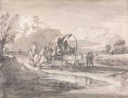 托马斯·盖恩斯伯勒（Thomas Gainsborough）的《骑马和有盖推车的开放风景》（Open Landscape with Horsemen and Covered Cart）