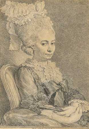 查尔斯·尼古拉斯·科钦二世的《手持扇子的年轻女子肖像》