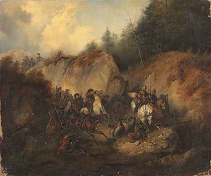 海因里希·安布罗斯·埃克特（Heinrich Ambros Eckert）的《哥萨克人与切尔克斯人之间的战斗》