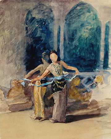 约翰·拉法尔吉的《爪哇省普朗格摄政区加罗埃村的乡村舞蹈女孩》