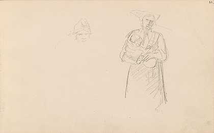 阿道夫·蒂德曼德的《男人头带孩子的女人》