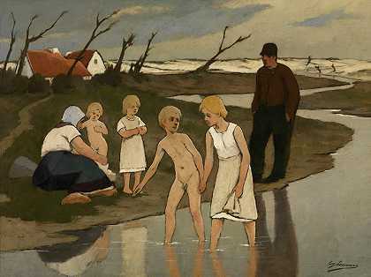 Eugène Laermans的《儿童洗澡》