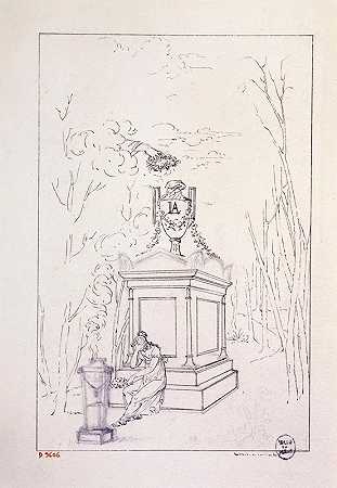纪尧姆·博伊肖特在墓碑前哭泣的女人