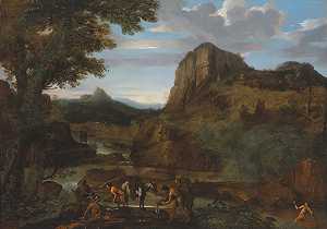 乔瓦尼·弗朗西斯科·格里马尔迪（Giovanni Francesco Grimaldi）的《带渔民的岩石河流风景》