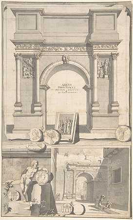 “重建多米蒂安拱门（上图）并查看废墟（下图）”，作者：Jan Goeree
