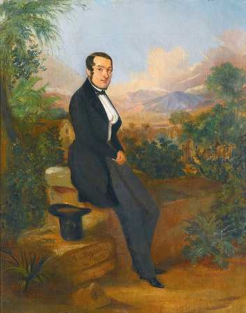 约翰·莫里茨·鲁根达斯的《秘鲁塔克纳一个Vista前乔治·赫尔曼的肖像》