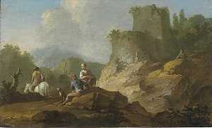 弗朗茨·德·保拉·弗格的《旅行者与废墟的风景》