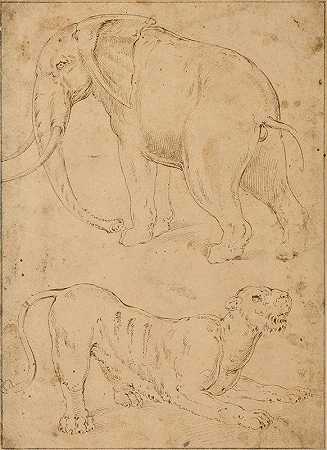 乔瓦尼·巴蒂斯塔·佛朗哥的《大象和黑豹研究》