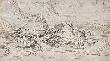 科内利斯·克莱斯（Cornelis Claesz）的《一条河流附近的山区风景，有一艘马拉驳船和几个人物》。范·维林根（van Wieringen）
