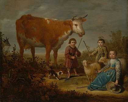 艾尔伯特·库普的《孩子和奶牛》