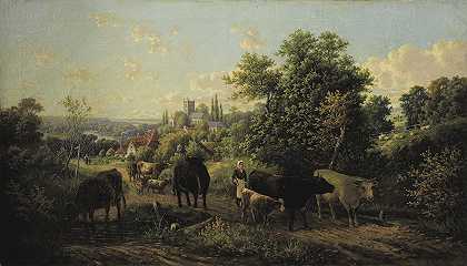 约瑟夫·温格林的《与牛的风景》