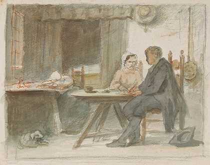 Hendrik Valkenburg的《餐桌上的男人和女人》