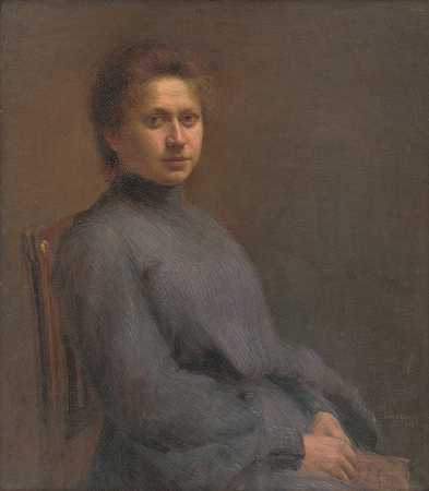 《艺术家妻子的肖像》，作者：Elemír Halász Hradil