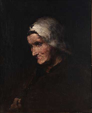 《老妇人的头像》by Theodule Ribot