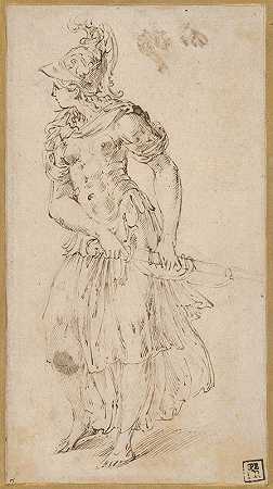 帕尔米吉亚尼诺的《穿着盔甲的站立女性画剑（米涅瓦或贝洛娜）》