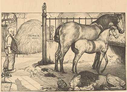 理查德·尼古拉·罗兰·霍尔斯特（理查德·尼古拉·罗兰·霍斯特）的《马厩草垛里的两匹马》
