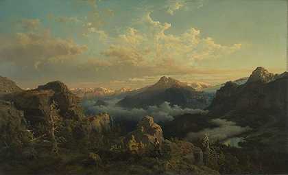 汉斯·古德的《日出的挪威高地》
