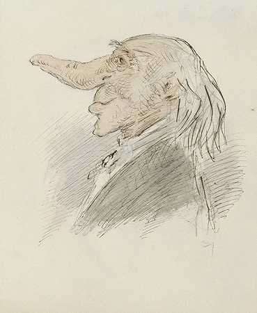 亚历山大·韦尔·韦尔（Alexander Ver Huell）的长鼻老人的卡通头像