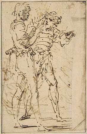 Salvator Rosa的《两个站着的男人打手势》